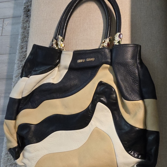 AUTHENTIC PRADA MIU MIU VINTAGE GRANDE SWIRL LEATHER SATCHEL PURSE HANDBAG - Picture 2 of 16